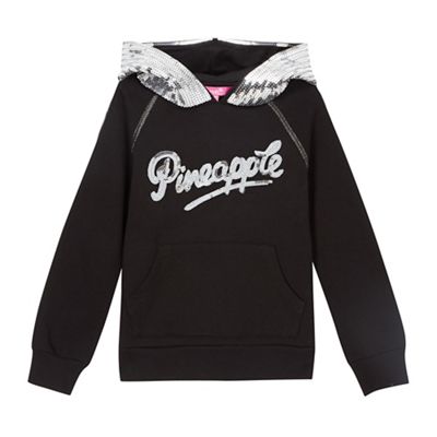 Pineapple Girls' black sequinned logo hoodie
